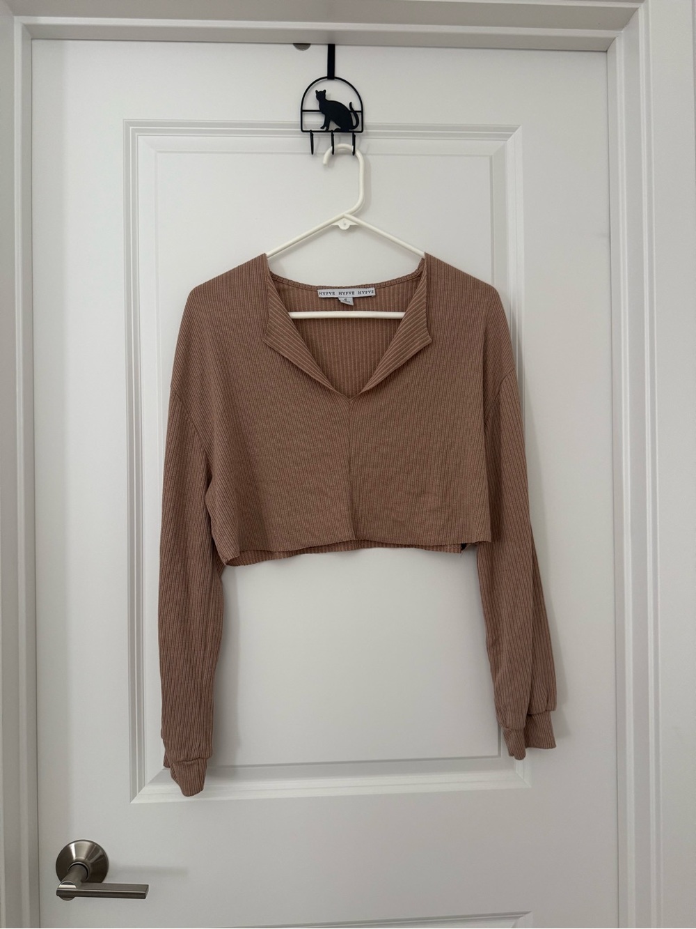 Ribbed Cropped Long-Sleeve Top